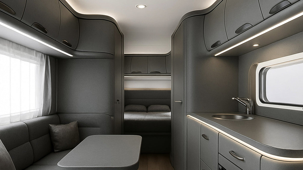 LED lighting in a caravan interior