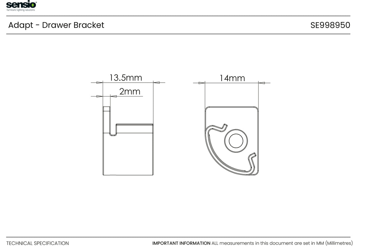 Technical drawing for Adapt™ Drawer Bracket Set