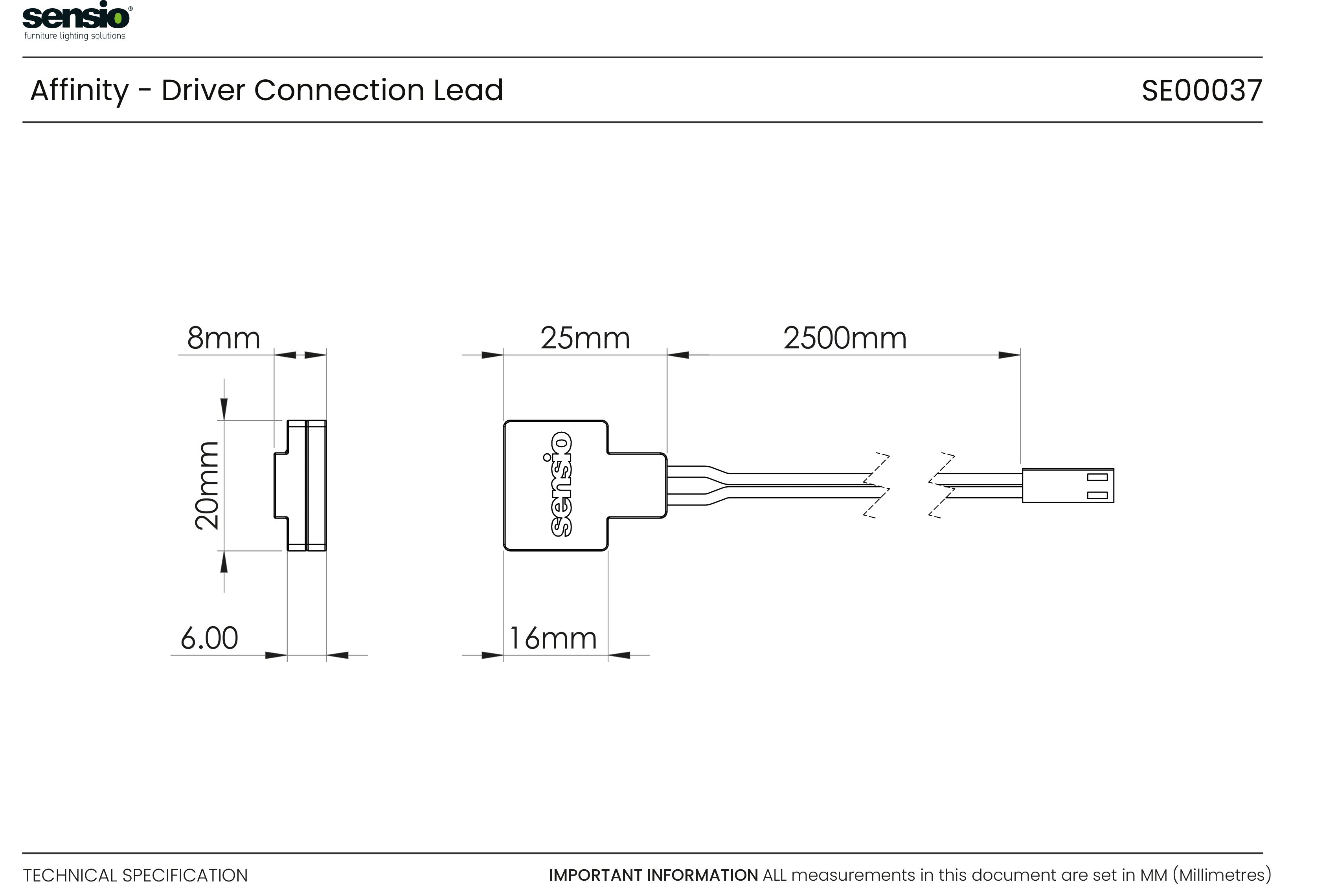 Affinity - Cable de conexión para controlador de 2500 mm