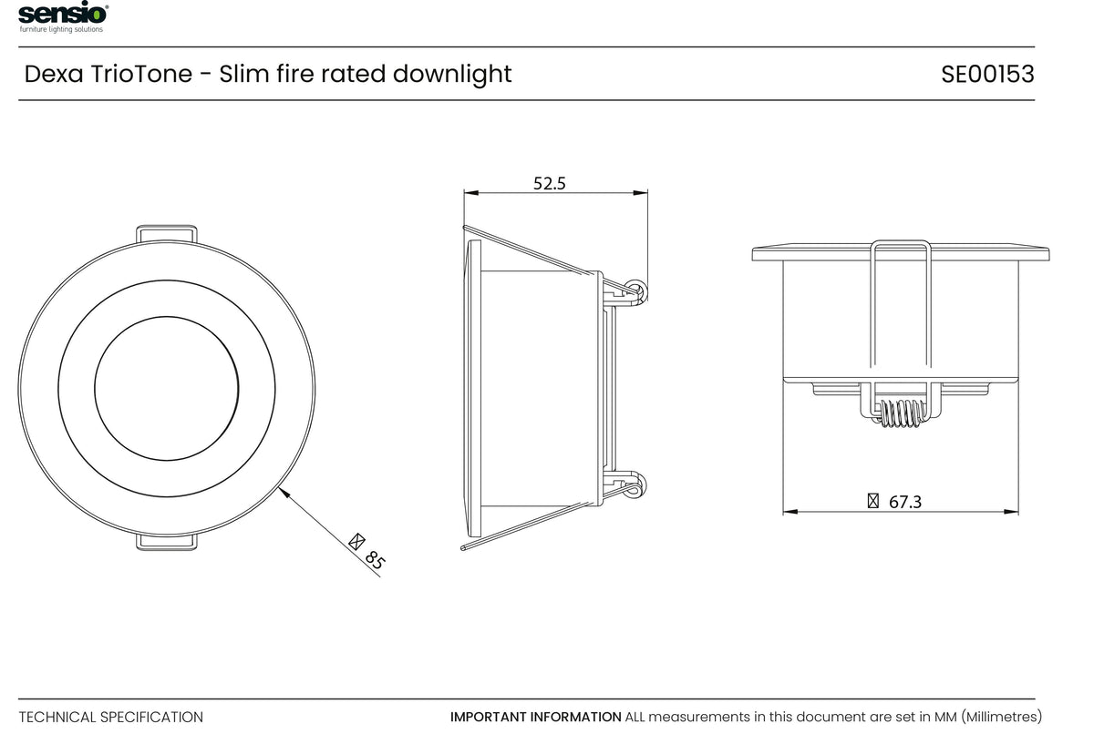 Technical drawing for Dexa TrioTone®