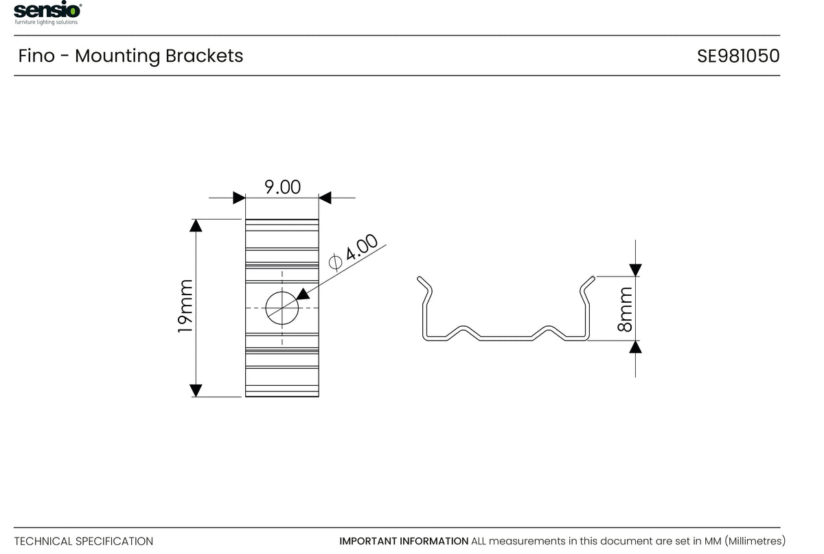 Technical drawing for Juego de soportes Fino™