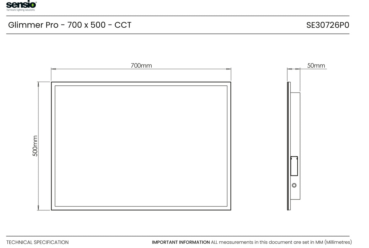 Technical drawing for Glimmer Pro