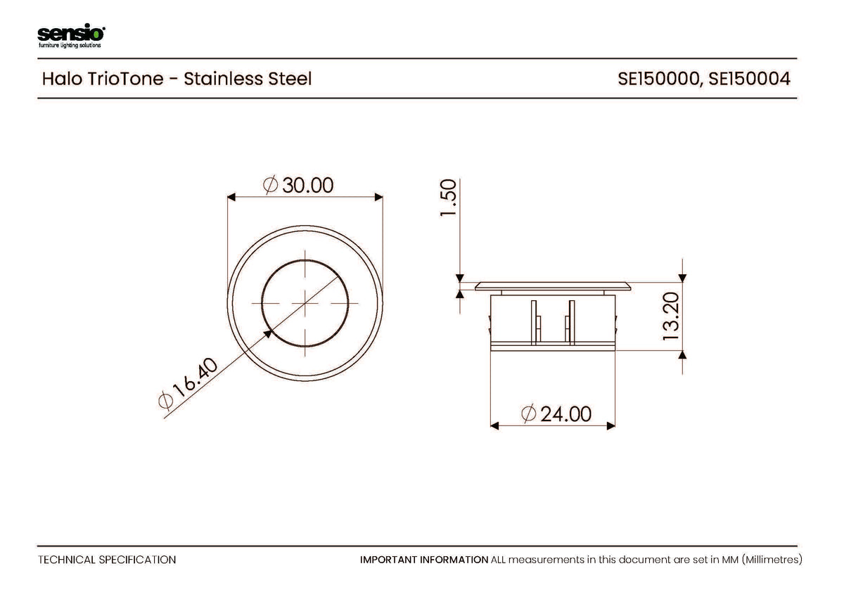 Technical drawing for Halo TrioTone®