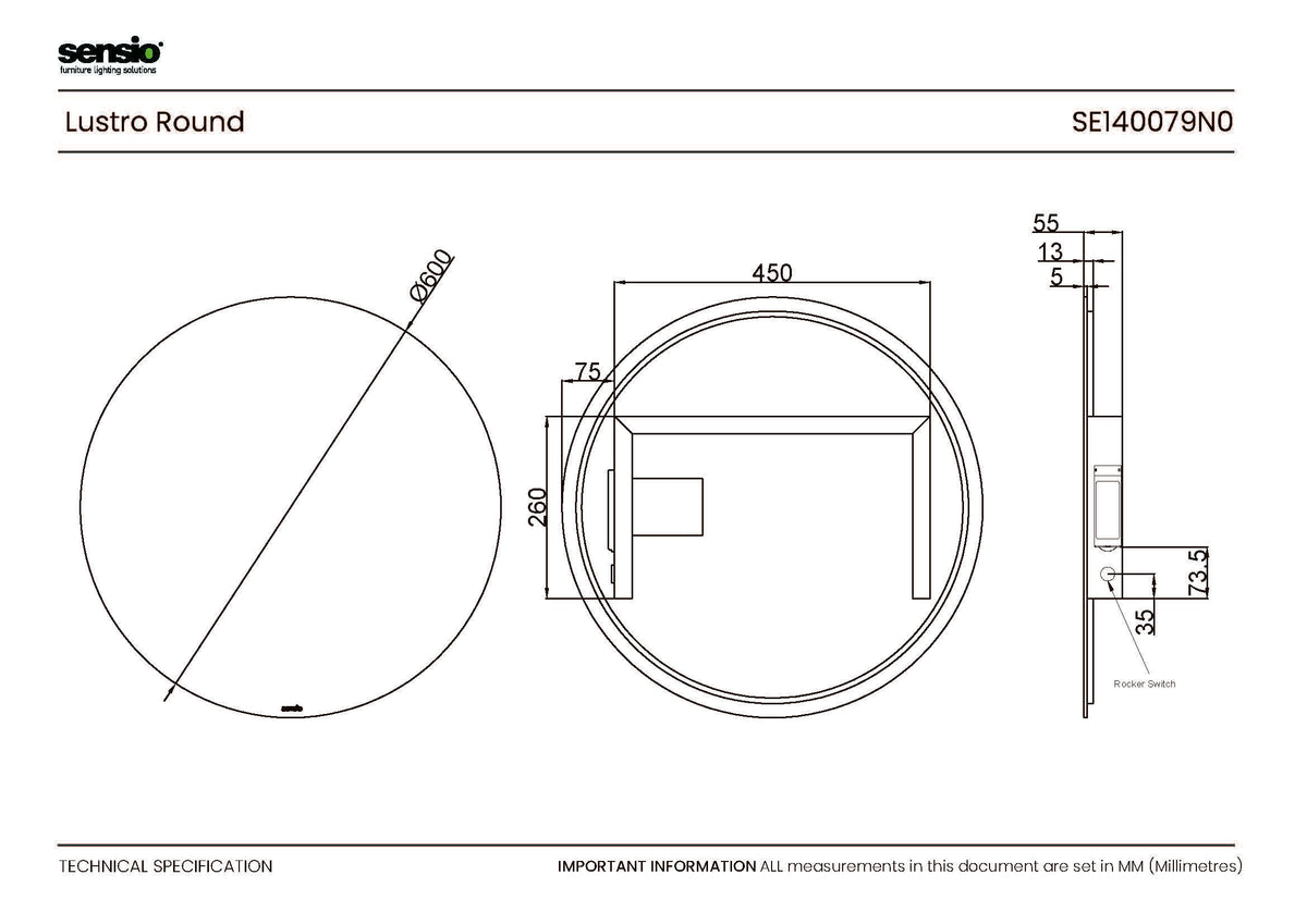 Technical drawing for Lustro Round