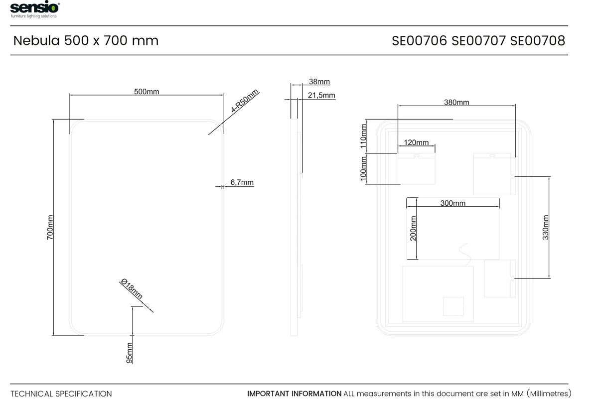 Technical drawing for Nebula, rectángulo suave