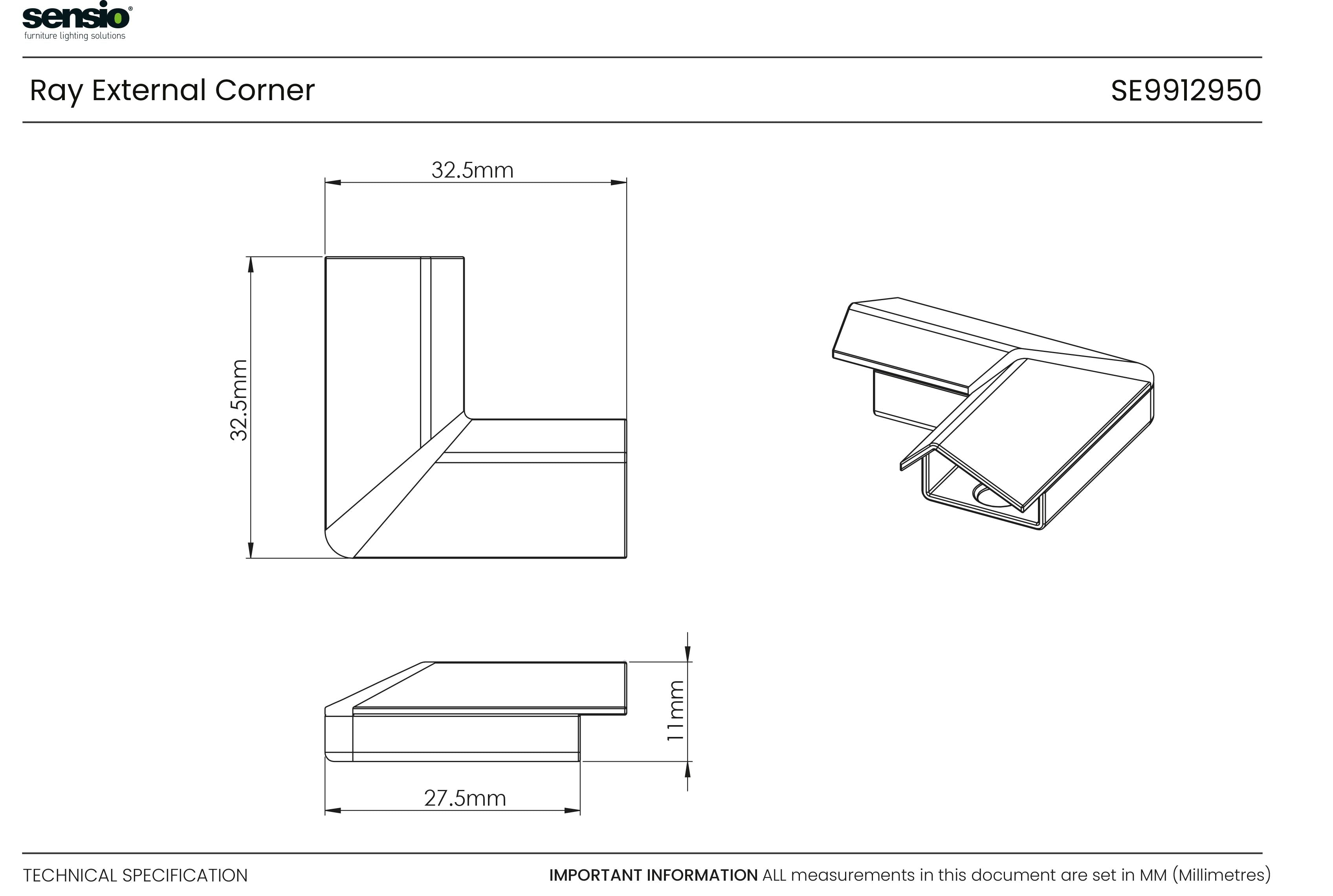 Esquina externa Ray™