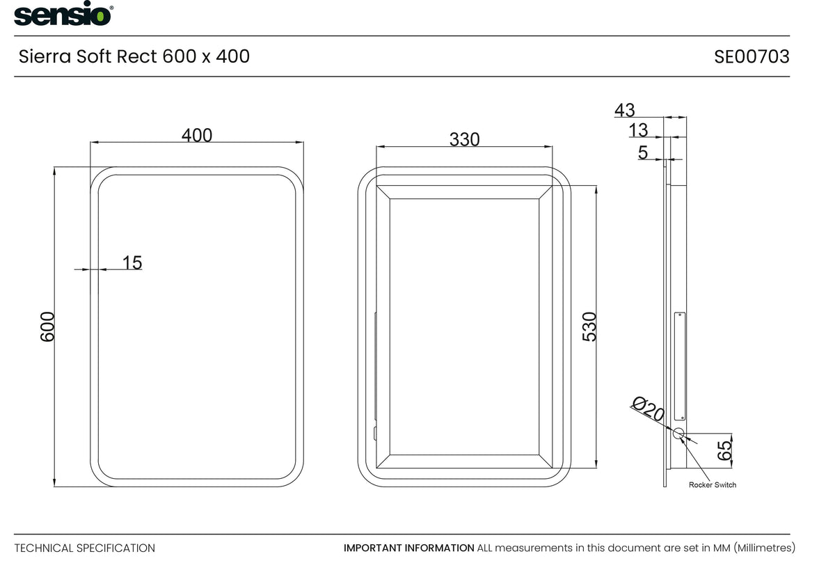 Technical drawing for Rectángulo Sierra Soft