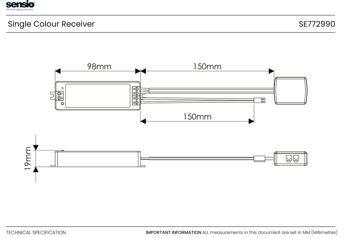 Technical drawing for Single Colour Receiver