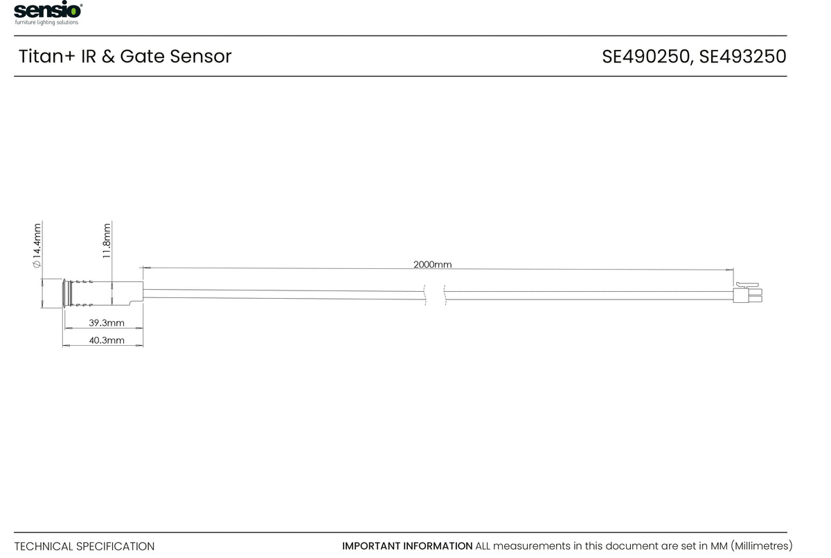 Technical drawing for Titan+™ IR Sensor