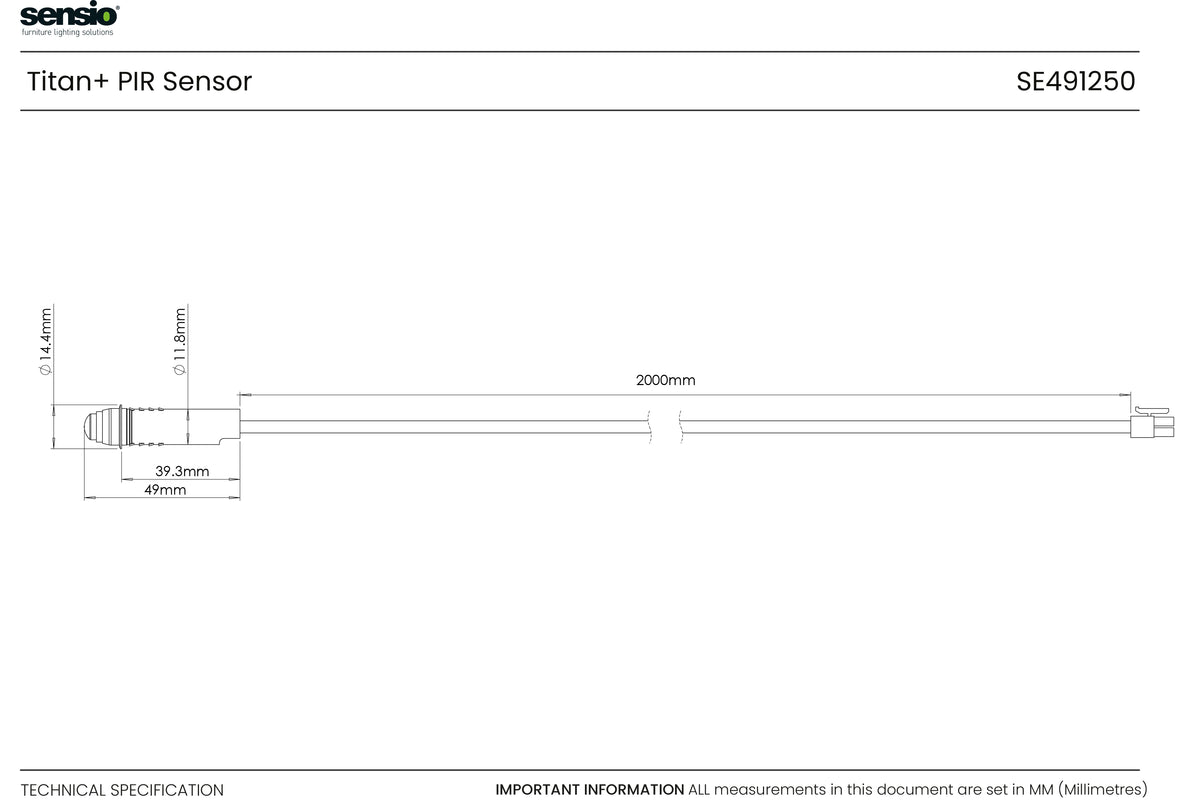 Technical drawing for Sensor PIR Titan+™