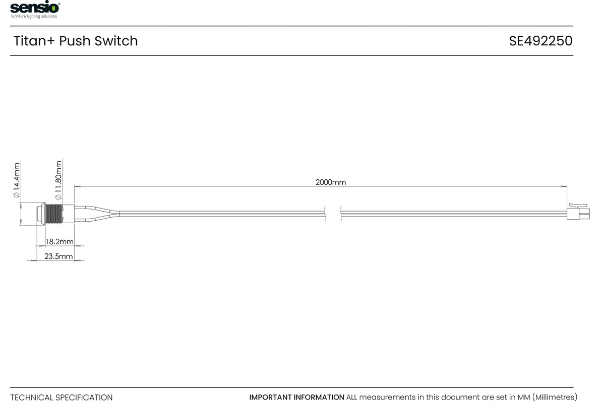 Technical drawing for Interruptor de pulsador Titan+™