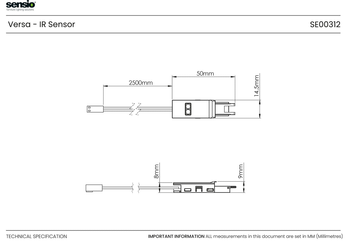 Technical drawing for Versa™ - Sensor IR